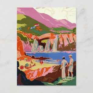 Carte Postale Vintage Kuling Chine Golfer's et paysage Voyage