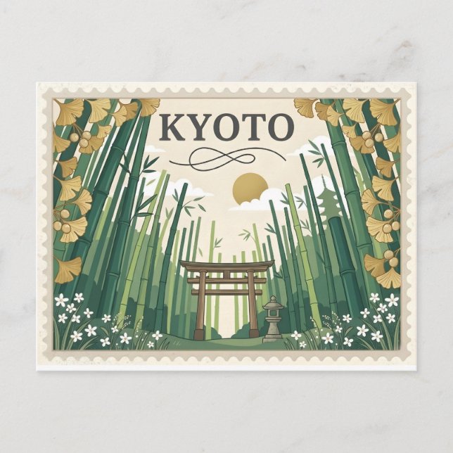 Carte Postale Vintage Kyoto Japan Travel Poster Art (Devant)