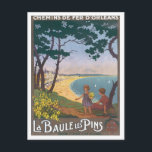 Carte Postale Vintage La Baule Les Pins<br><div class="desc">La Baule Beach France Europe Art Vintage voyage Notre collection d'affiches et d'estampes de voyage anciennes illustre les paysages luxuriants de l'Europe, les paysages exotiques du Maroc, les hôtels élégants et les complexes de luxe du monde entier, de Monte Carlo à Pasadena et Bangkok. Visitez les destinations nostalgiques de vacances...</div>