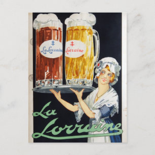 Carte Postale Vintage La Lorraine Publicité de la bière français