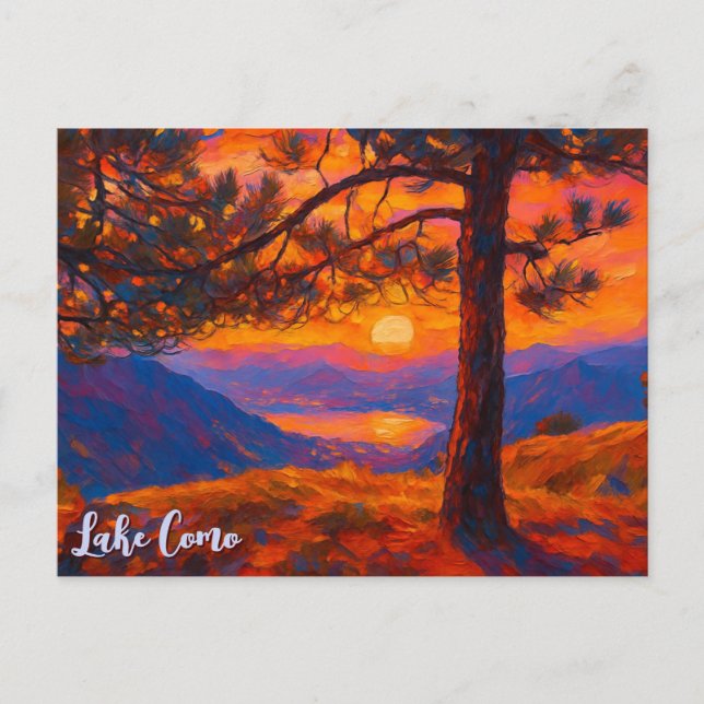 Carte Postale Vintage Lac de Côme Italie Montagnes Rétro (Devant)