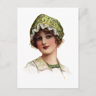 Carte postale vintage Lady Bead et Lace Bonnet