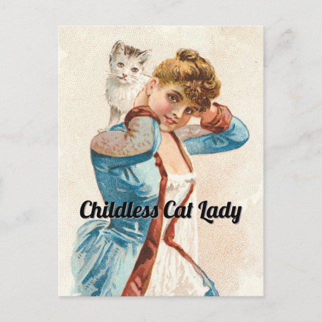 Carte postale Vintage Lady Chat sans enfant (Devant)