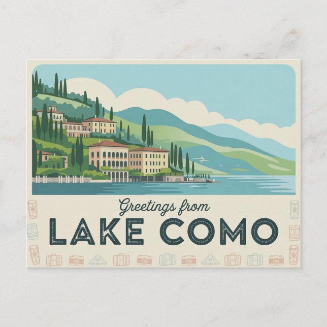Carte postale vintage Lake Como | Salutations de (Devant)