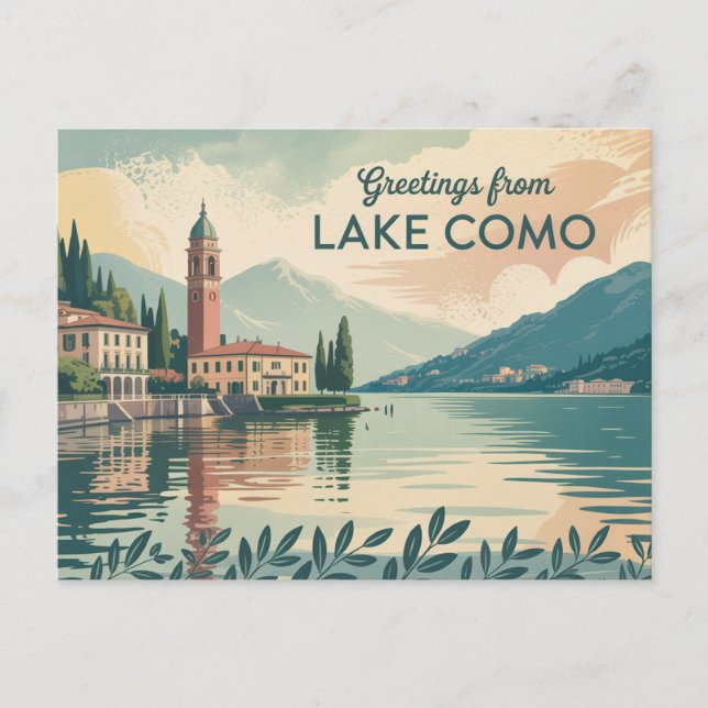 Carte postale vintage Lake Como | Salutations de (Devant)