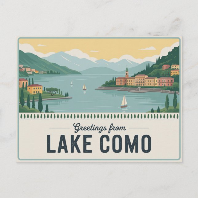 Carte postale vintage Lake Como | Salutations de (Devant)