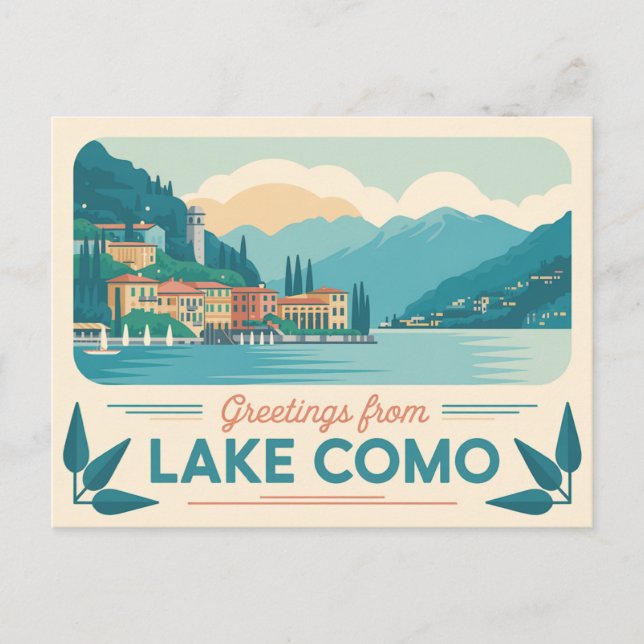 Carte postale vintage Lake Como | Salutations de (Devant)