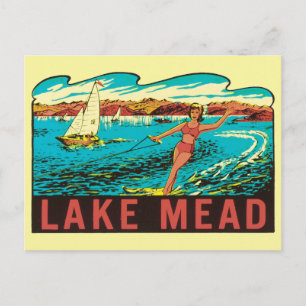 Carte postale vintage Lake Mead Nevada NV avec lab