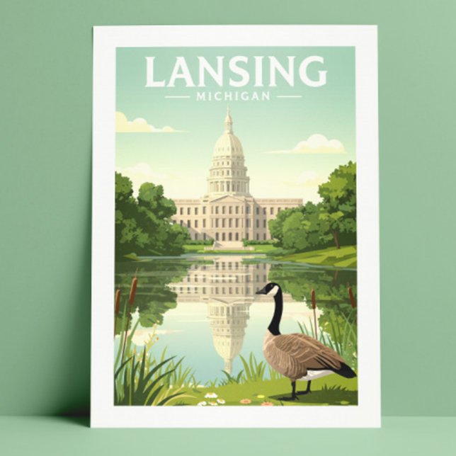 Carte Postale Vintage Lansing Michigan (Créateur téléchargé)