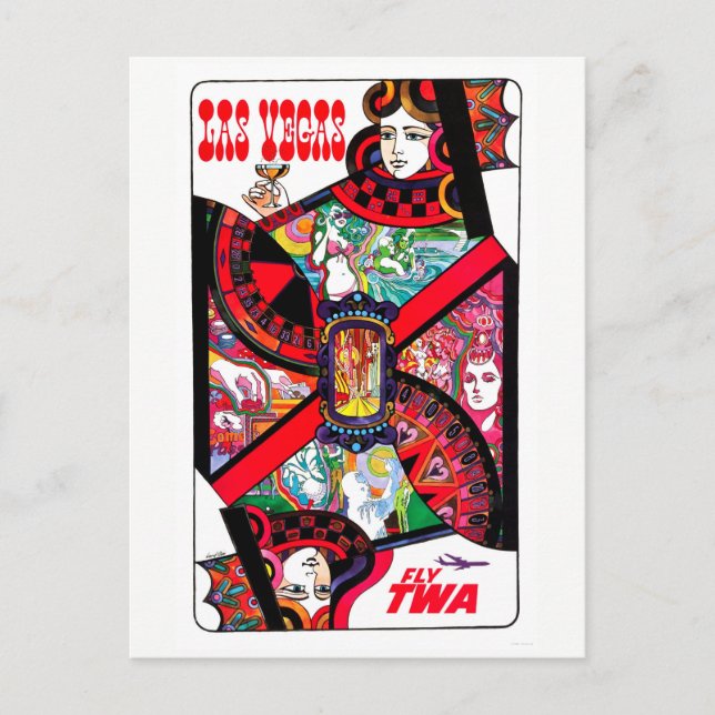 Carte Postale Vintage Las Vegas Gambling Queen Travel (Devant)