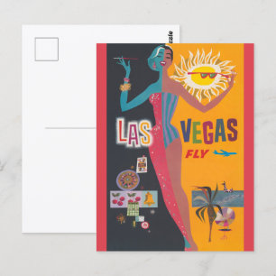 Carte Postale Vintage Las Vegas Gambling Travel Poster Art