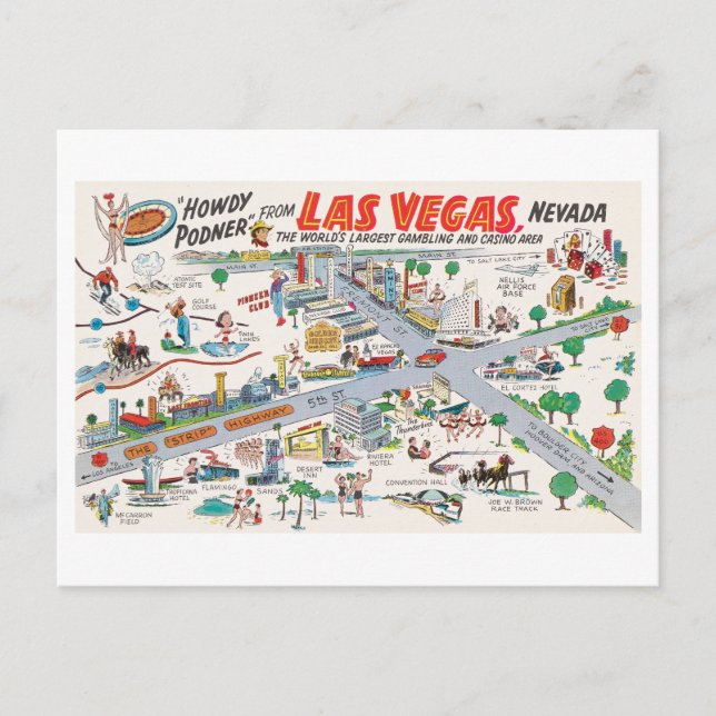 Carte postale vintage Las Vegas Map (Devant)