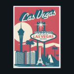 Carte Postale vintage Las Vegas Nevada Salutations de bienvenue<br><div class="desc">vintage,  rétro,  voyage,  moderne,  aquarelle,  classique,  Las Vegas,  Nevada,  accueil,  états-unis, </div>