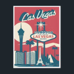 Carte Postale vintage Las Vegas Nevada Salutations de bienvenue<br><div class="desc">vintage,  rétro,  voyage,  moderne,  aquarelle,  classique,  Las Vegas,  Nevada,  accueil,  états-unis, </div>