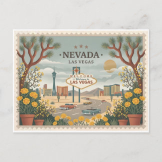 Carte Postale Vintage Las Vegas Nevada Travel Poster Art