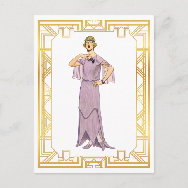 Carte Postale Vintage Lavender Flapper Gown 1920 (Devant)