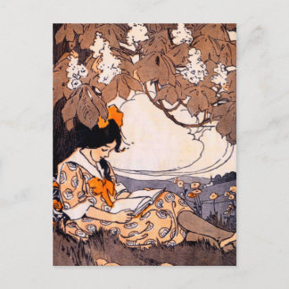 Carte Postale Vintage Lecture sous un arbre
