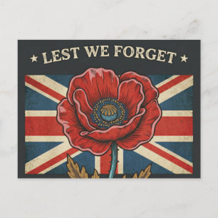 Carte Postale Vintage "Lest We Forget" Jour du Souvenir Coquelic