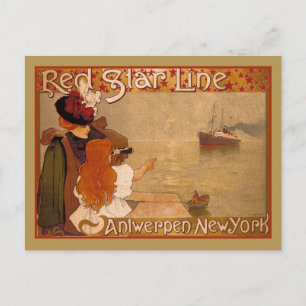 Carte Postale Vintage ligne Red Star Voyage