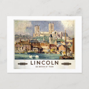 Carte Postale Vintage Lincoln Cathédrale British Railways Travel
