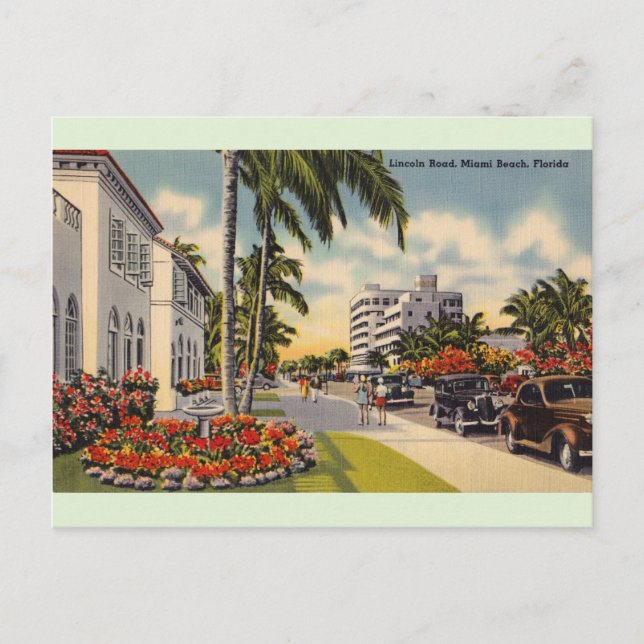Carte postale vintage Lincoln Road Miami Beach Flo (Devant)