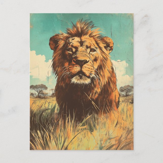 Carte Postale Vintage Lion (Devant)