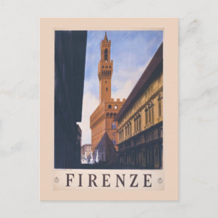 Carte Postale Vintage Litho Travel et Florence Italie