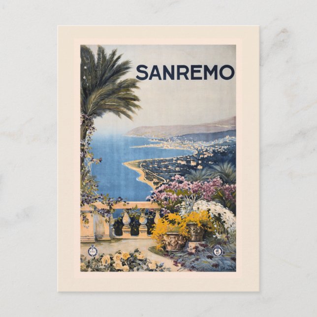 Carte Postale Vintage Litho Travel et Sanremo Italie (Devant)