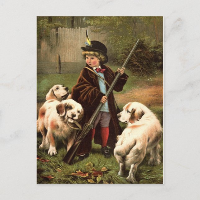 Carte postale vintage Little Hunter avec Spaniels  (Devant)