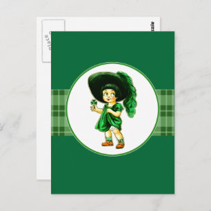Carte Postale Vintage Little Irish Girl St. Patrick's Day