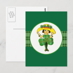 Carte Postale Vintage Little Irish Girl St. Patrick's Day