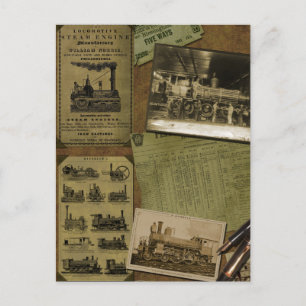 Carte Postale Vintage Locomotive Scrapbook Postcard
