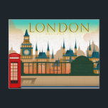 Carte Postale Vintage London England Bridge View & Phone Booth<br><div class="desc">Classic Vintage London England Bridge View & Phone Booth Postcard. Cette impression présente une vue illustrée de Londres Angleterre. Doté d'une vue sur le pont et d'un amorçage téléphonique vintage. Studio Suprême Douane Art & Design.</div>
