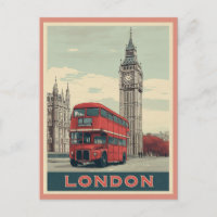 Vintage Londres Angleterre Big Ben Red Bus Travel