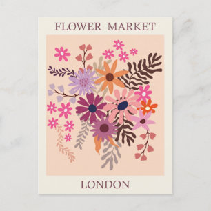 Carte Postale Vintage Londres Angleterre Flower Market Travel