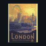 Carte Postale Vintage Londres Big Ben Parlement Thames River<br><div class="desc">Photos d'Art Vintage voyage des symboles des célèbres capitales du monde - Tour Big Ben - Bâtiments historiques Iconiques de Londres City</div>