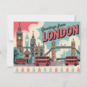 Carte postale vintage Londres   Salutations de Lon