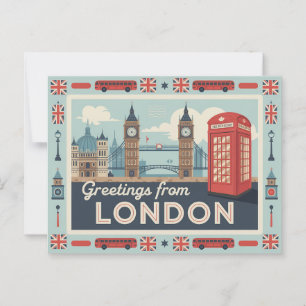 Carte postale vintage Londres   Salutations de Lon
