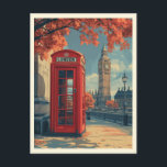 Carte Postale Vintage Londres Travel<br><div class="desc">Découvrez le charme de Londres vintage avec cette carte postale de voyage époustouflante. Doté d'une cabine téléphonique rouge classique au premier plan et de l'emblématique Big Ben en arrière - plan,  cette illustration aux couleurs pastel saisit l'essence d'une journée ensoleillée dans la ville.</div>