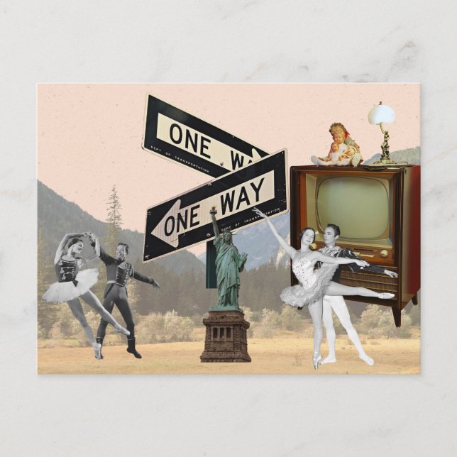 Carte Postale Vintage Look American Collage (Devant)