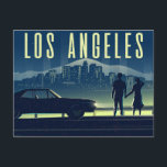 Carte Postale Vintage Los Angeles California<br><div class="desc">Carte postale Vintage classique Los Angeles California Cityscape. Cette illustration montre un couple amoureux qui prend dans la beauté de la ville de Los Angeles nuit depuis un pont. Ils se tiennent près d'une vieille voiture vintage. Studio Suprême Douane Art & Design.</div>