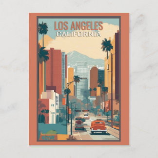 Carte Postale Vintage Los Angeles California City Skyline Travel