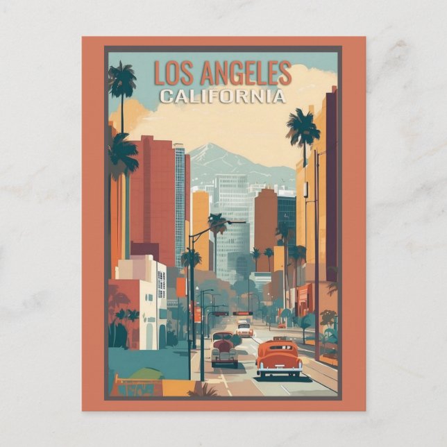 Carte Postale Vintage Los Angeles California City Skyline Travel (Devant)