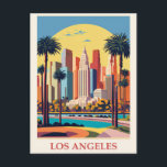 Carte Postale Vintage Los Angeles California City Skyline Travel<br><div class="desc">N'importe qui aimerait recevoir cette carte postale de voyage vintage avec une illustration rétro de l'horizon de la ville de Los Angeles dans l'état de Californie !</div>