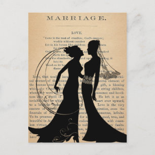 Carte Postale Vintage Love & Marriage Lesbian Wedding Longfellow