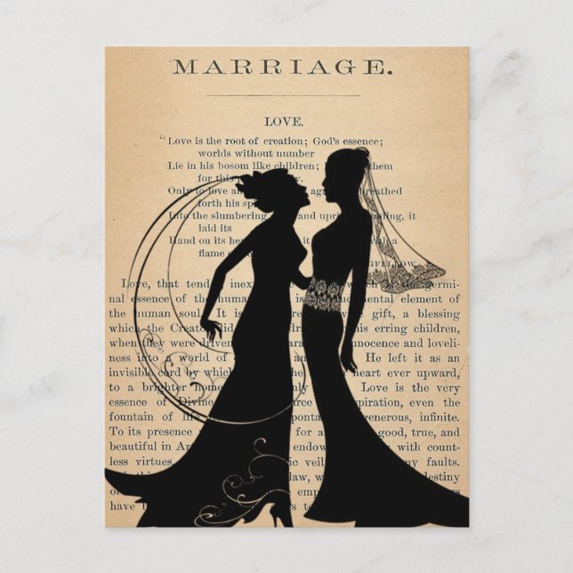 Carte Postale Vintage Love & Marriage Lesbian Wedding Longfellow (Devant)