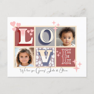 Carte Postale Vintage LOVE Valentine's Day Custom Text & Photos