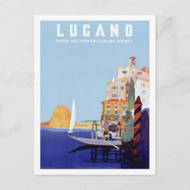 Carte Postale Vintage Lugano, Suisse Voyage (Devant)