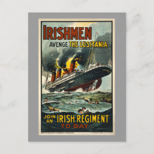 Carte Postale Vintage Lusitania Irishmen Avenge!