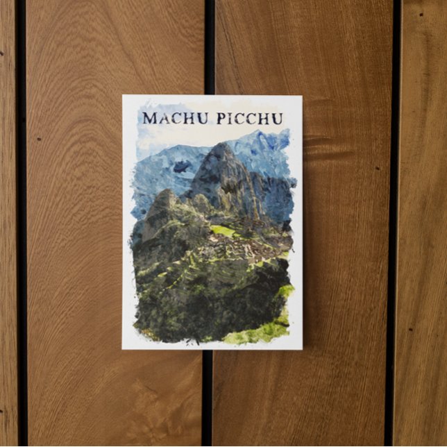 Carte Postale Vintage Machu Picchu Pérou Aquarelle Peinture (Vintage Machu Picchu Peru Watercolor Paint Postcard)